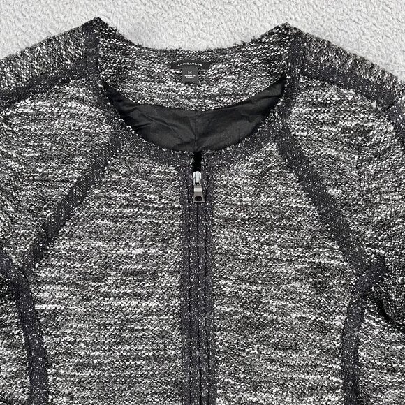 Ann Taylor Womens Wool Blend Zip Front Textured Tweed Jacket Sz Medium - Picture 5 of 5